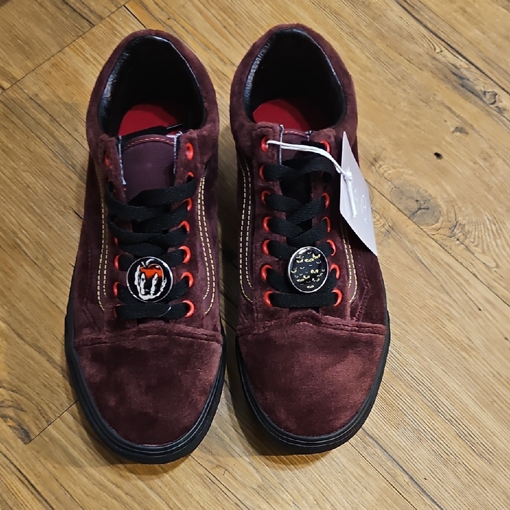 Vans Unisex Dark Red Velvet Sneakers 100th Anniversary Posion Apple Mahagony